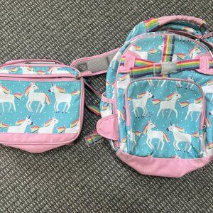 Pottery Barn Mackenzie Aqua Unicorn Parade Backpack + Lunch Box